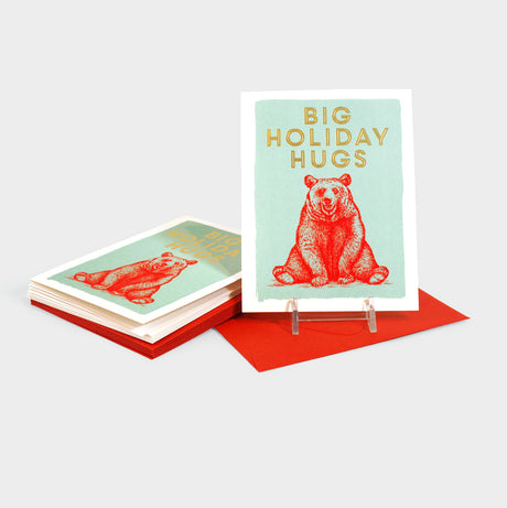 Greeting cards featuring a bear illustration and gold foil-stamped text.