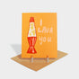 Greeting card with lava lamp motif. 