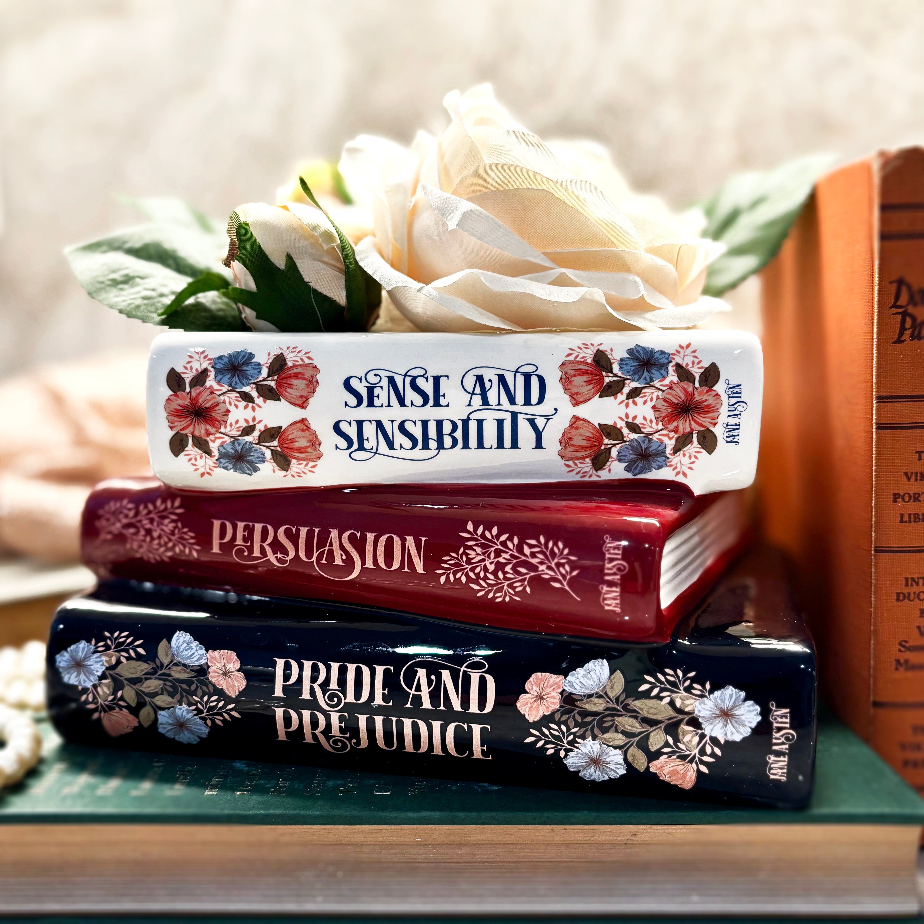 Jane Austen Stacked Books Planter – The Library Store