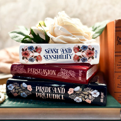 Jane Austen Stacked Books Planter