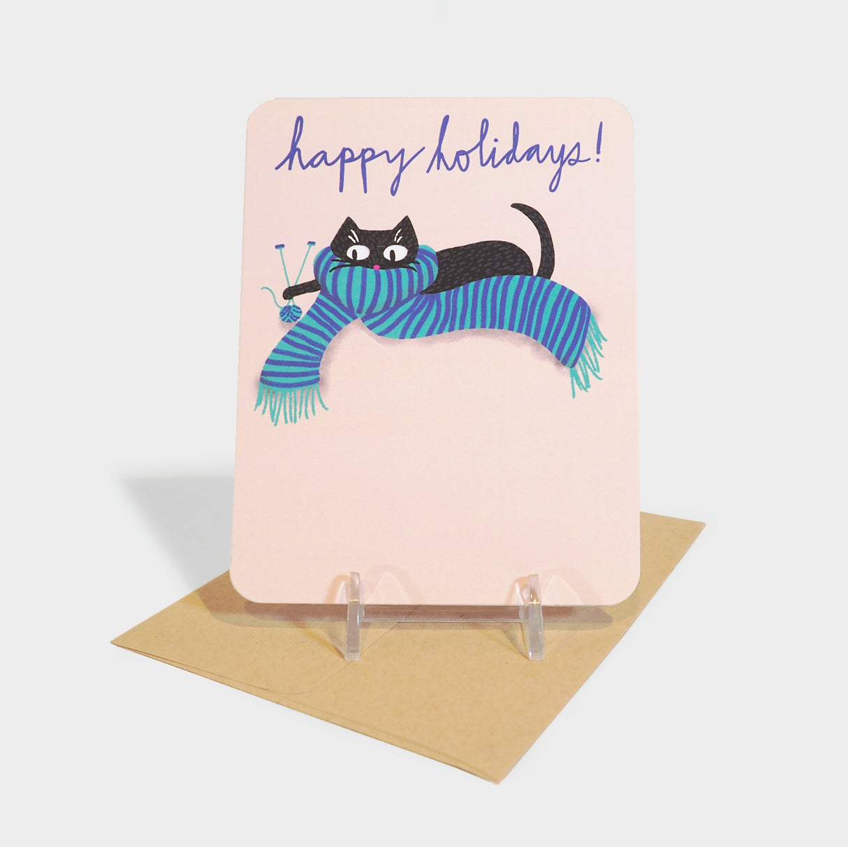 Knitting Cat Holiday Card