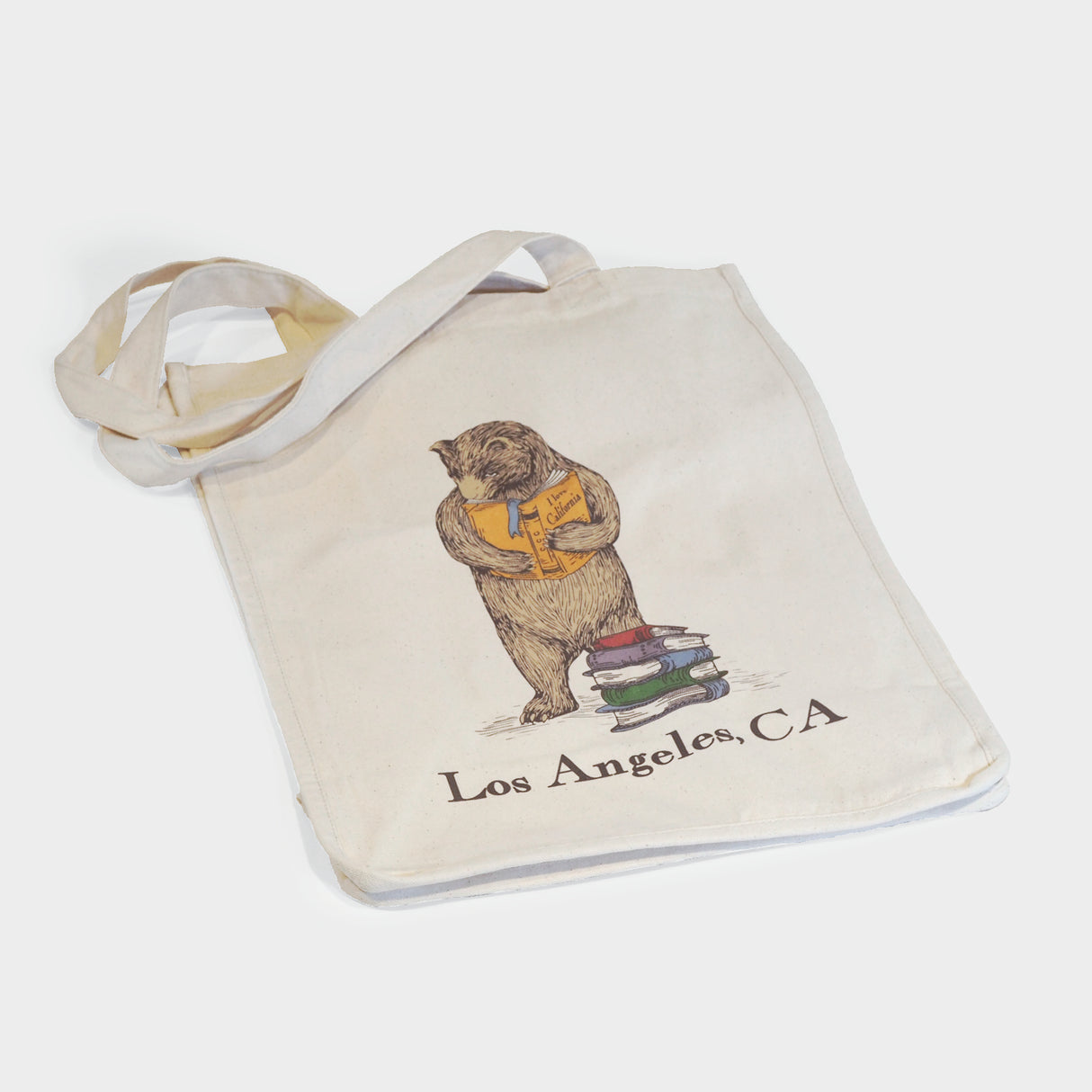 Los Angeles, CA Book Bear Large Canvas Shopping Tote