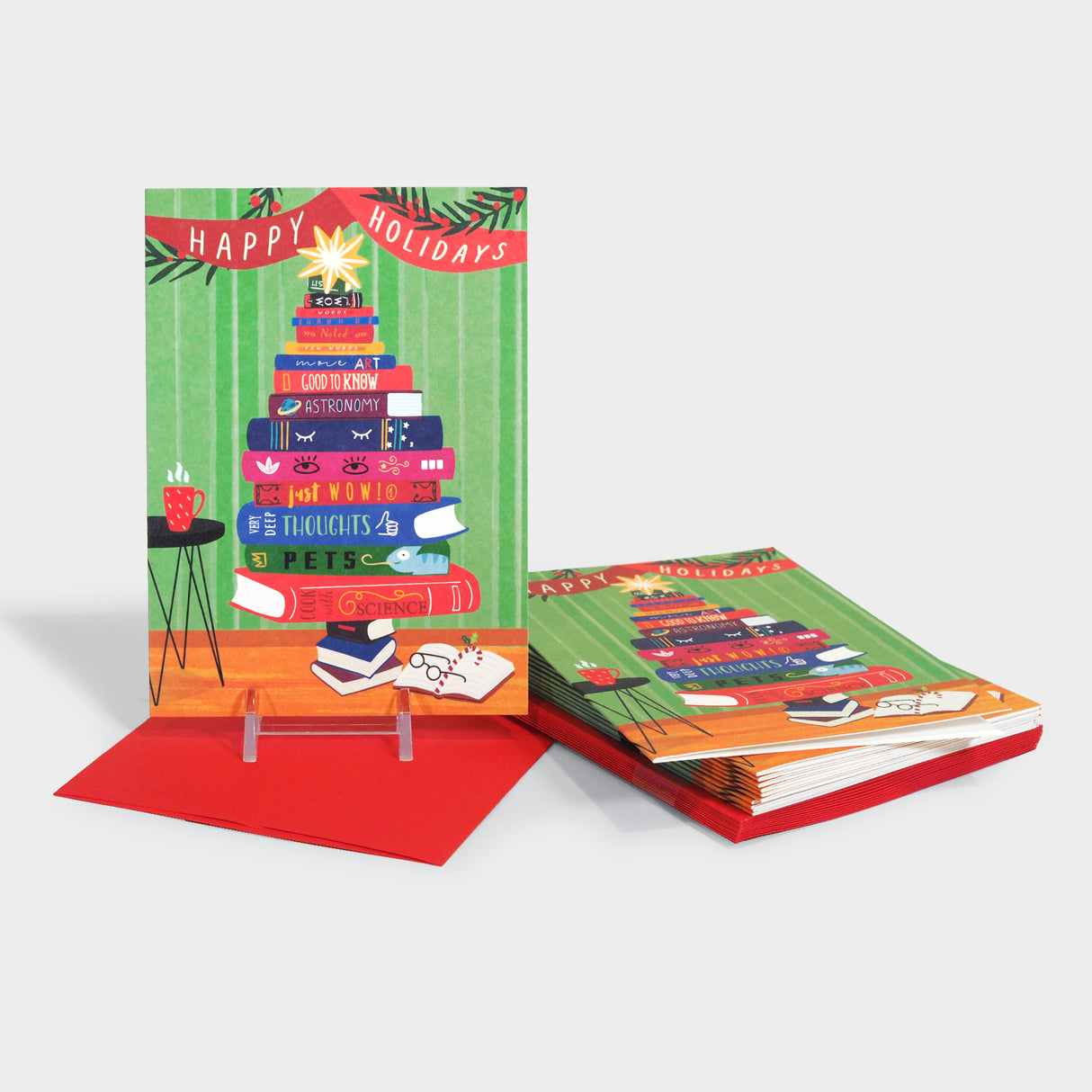 Merry Bookshelf Holiday Boxed Cards