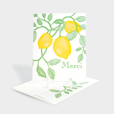 Greeting card with lemons illustration.