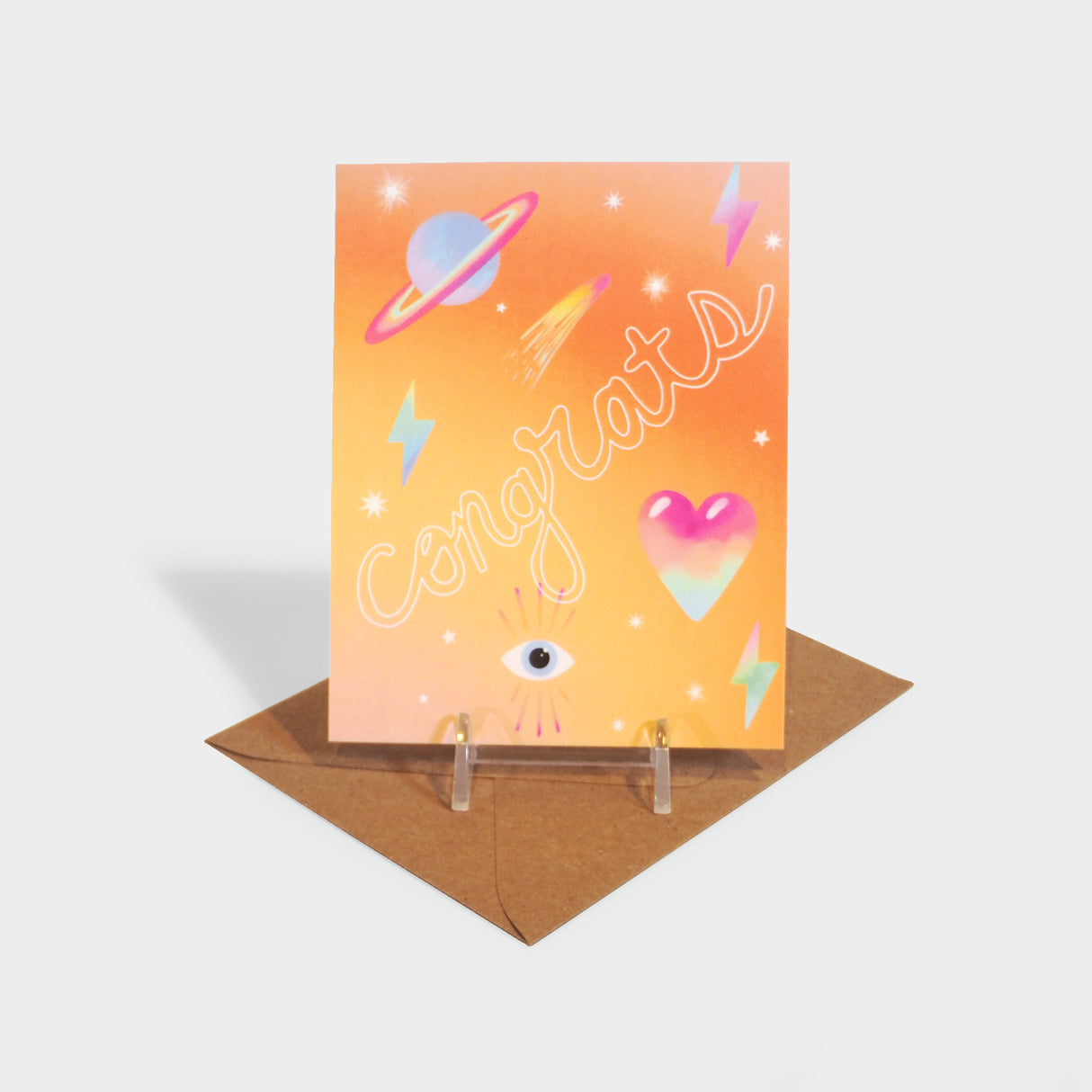 Neon Icons Congrats Greeting Card