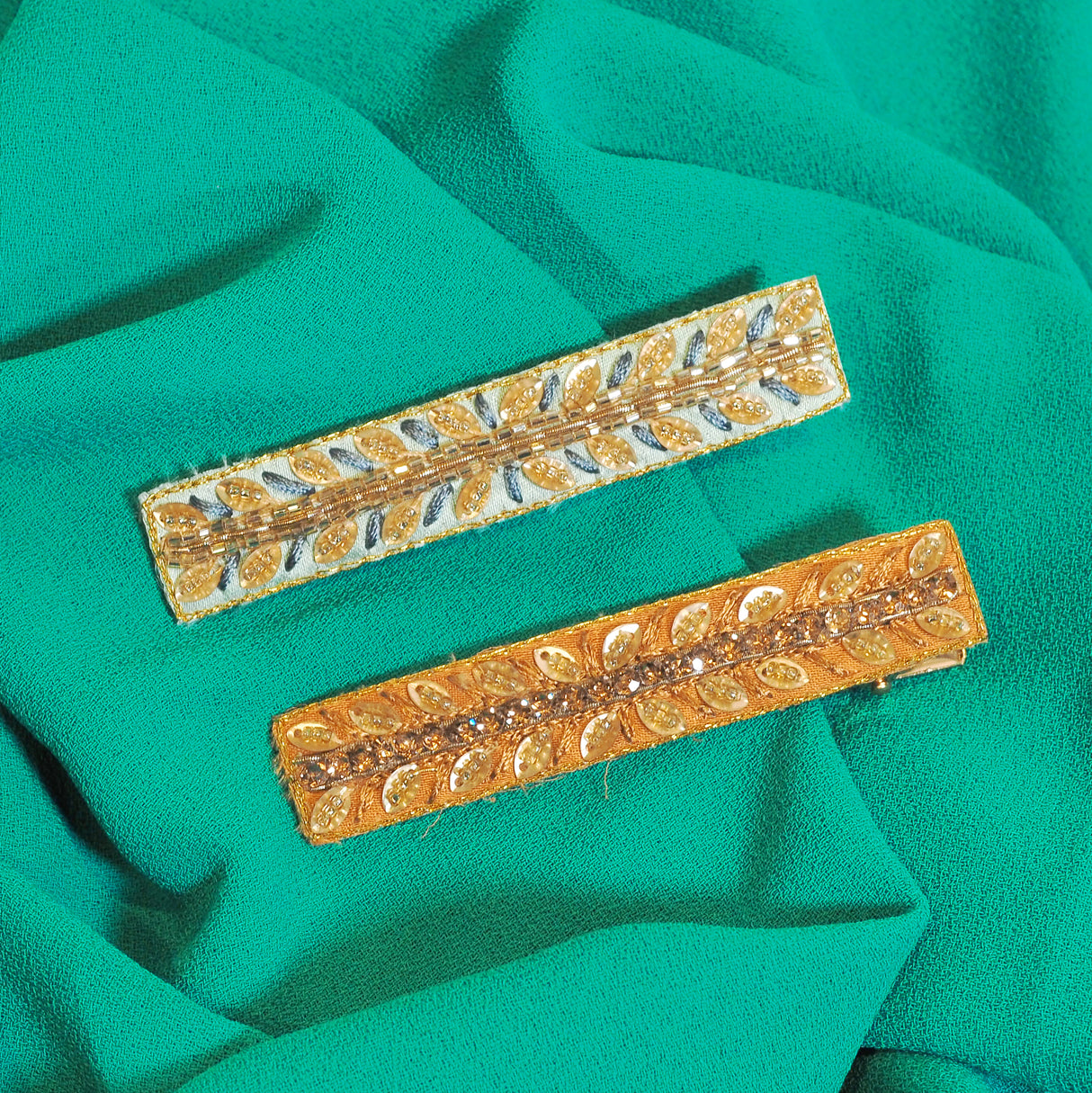 Pastel Vines Narrow Bar Hair Clips