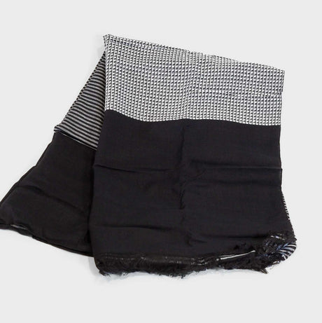 Patterned Block Scarf in Black