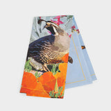 Quail and Poppies Tea Towel