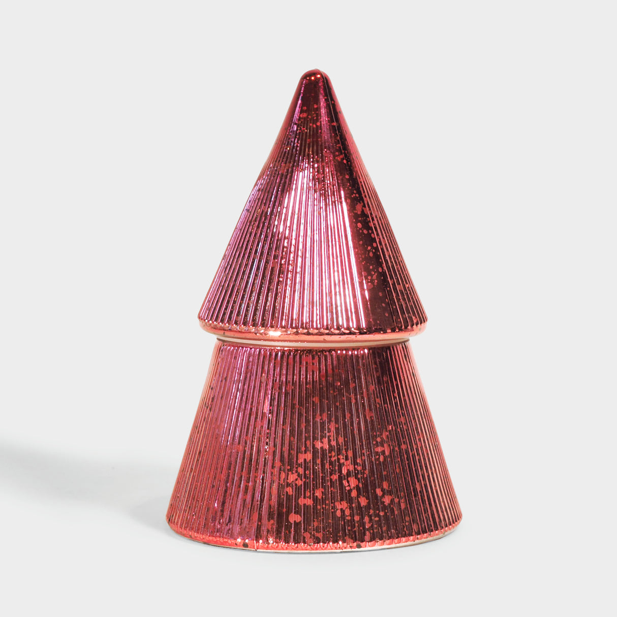 Red Ribbed Mercury Glass Stacked Tree 7 Ounce Winter Berry Candle