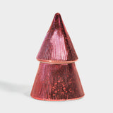 Red Ribbed Mercury Glass Stacked Tree 7 Ounce Winter Berry Candle