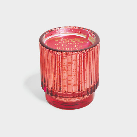 Red Ribbed Mercury Glass Winter Berry 4.5 Ounce Candle