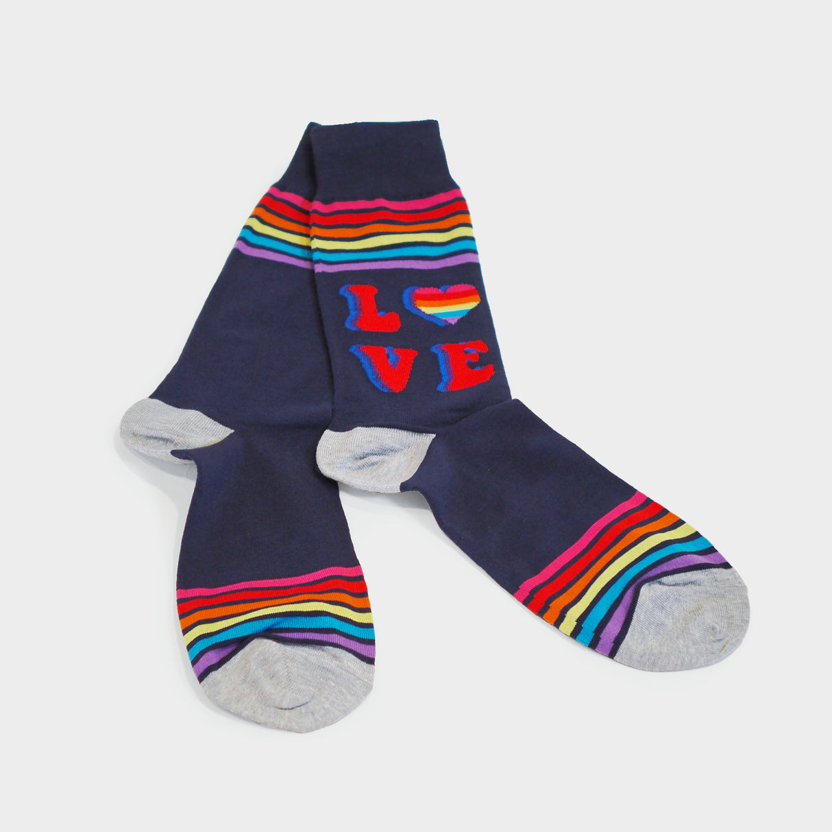 Retro Love Navy Crew Socks (Large)