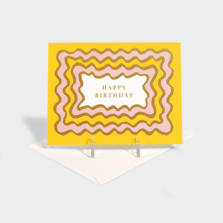 Greeting card with scalloped stripes.