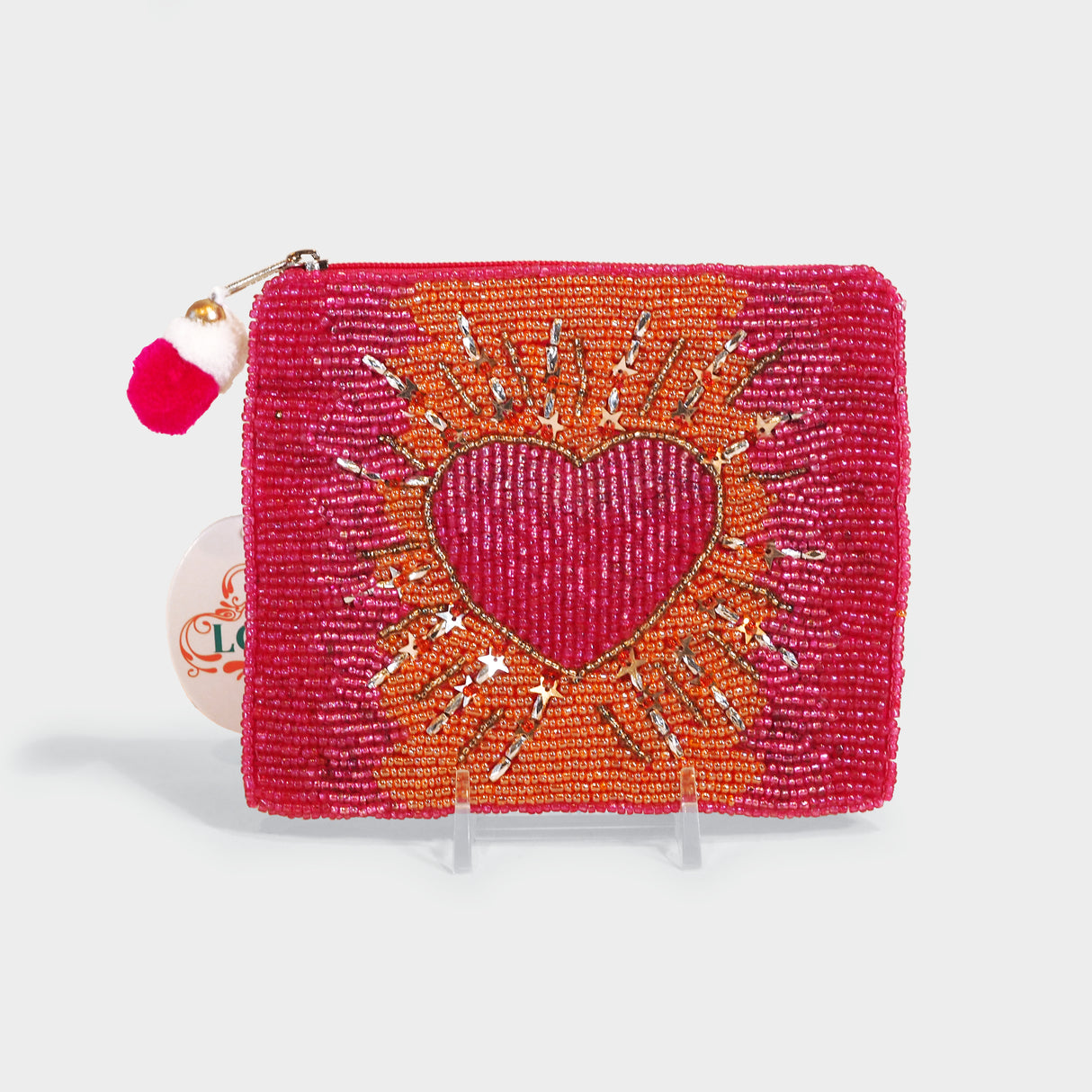 Shining Heart Beaded Pouch