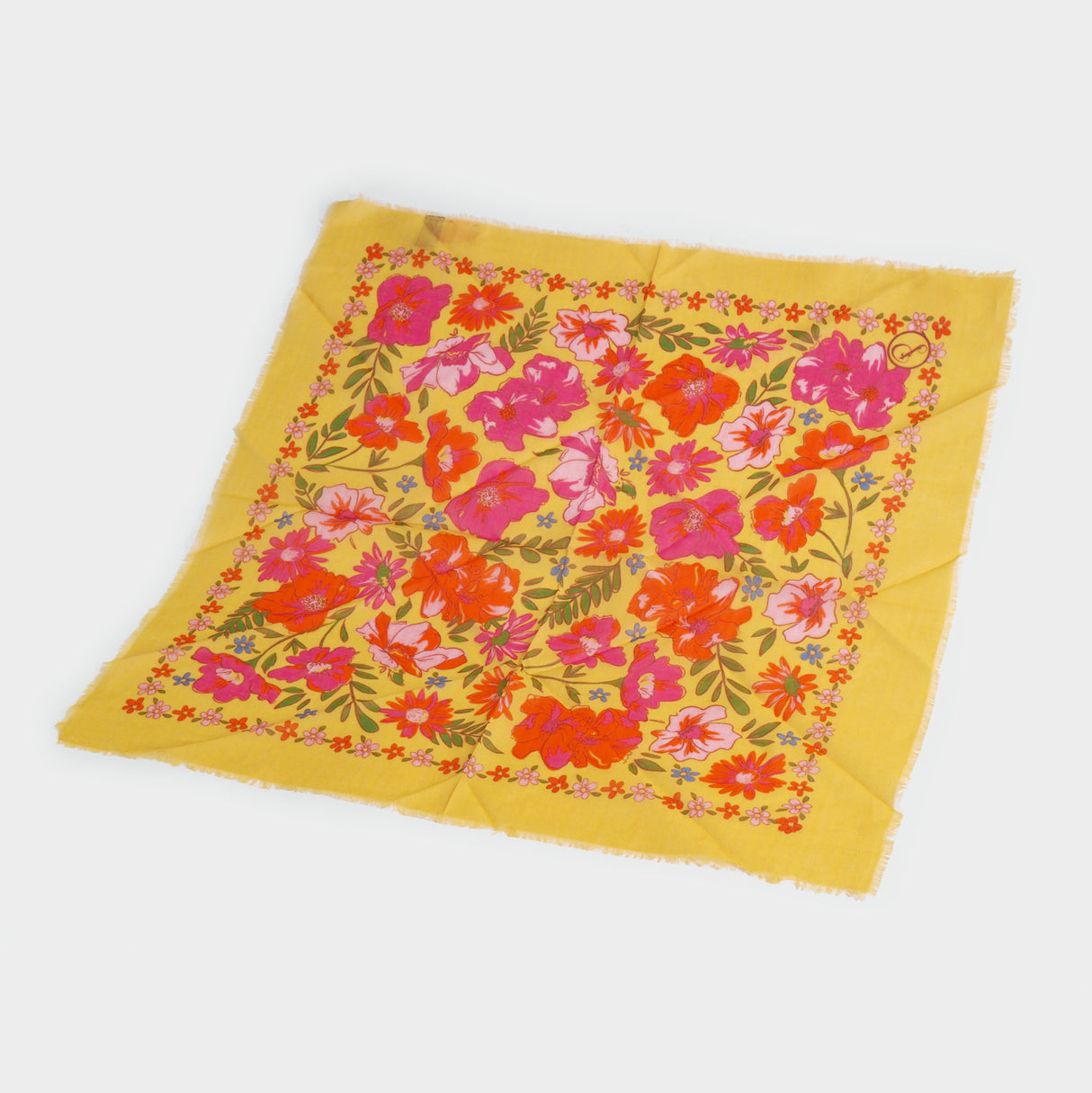 Sketched Florals Mustard Yellow Cotton Bandana