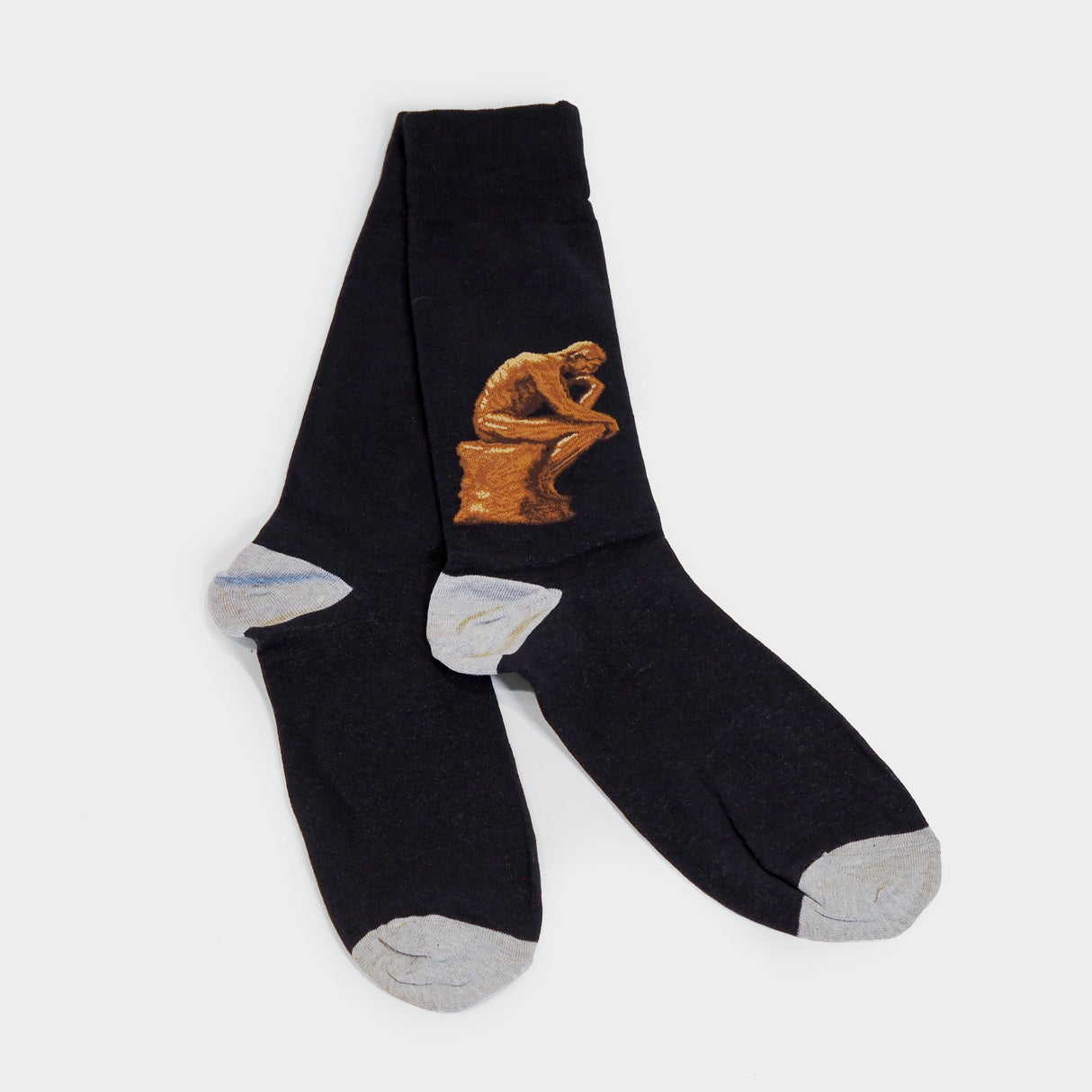 The Thinker Black Men's Crew Socks