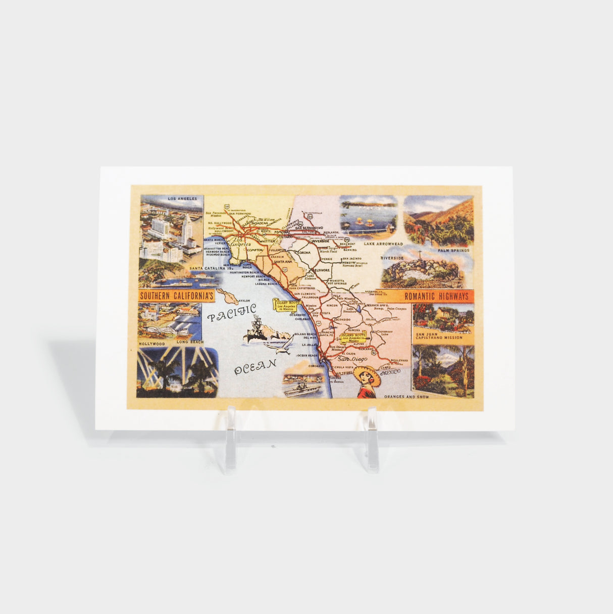 Vintage Map of Southern California Post Card
