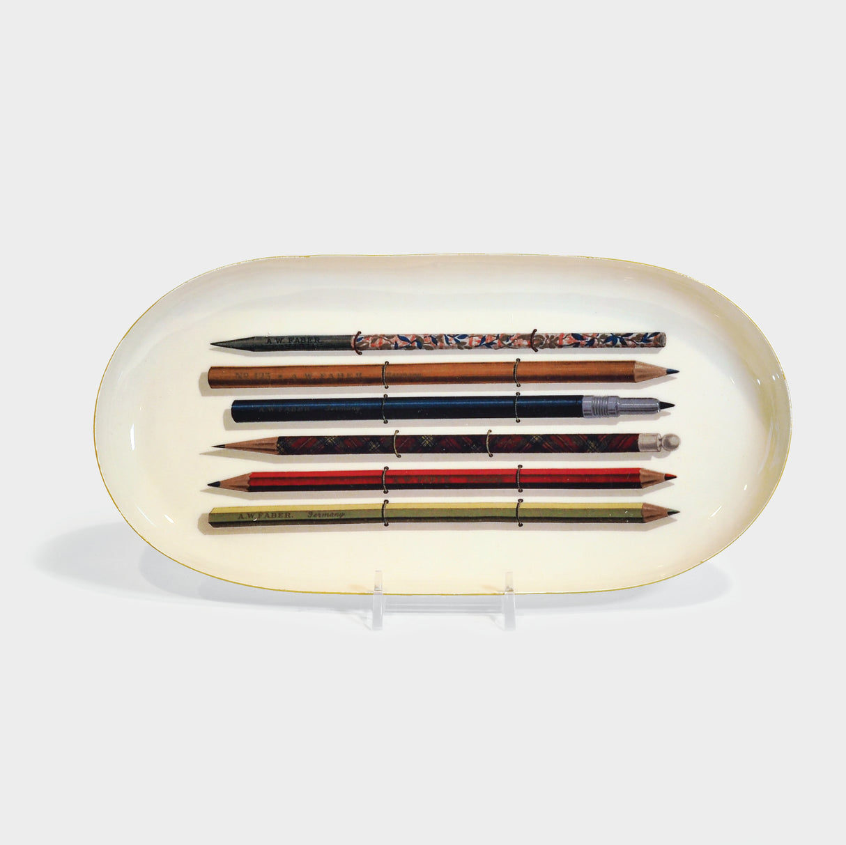 Vintage Pencils Oval Enamel Tray