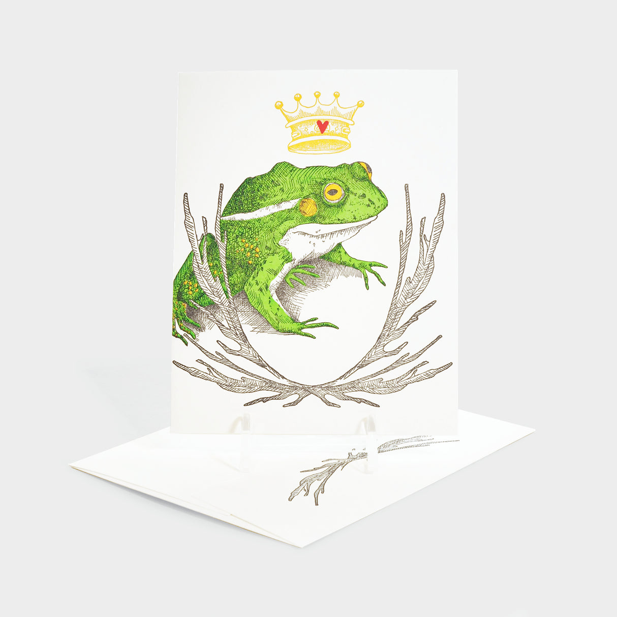 Greeting card with frog prince motif; card does not have text.