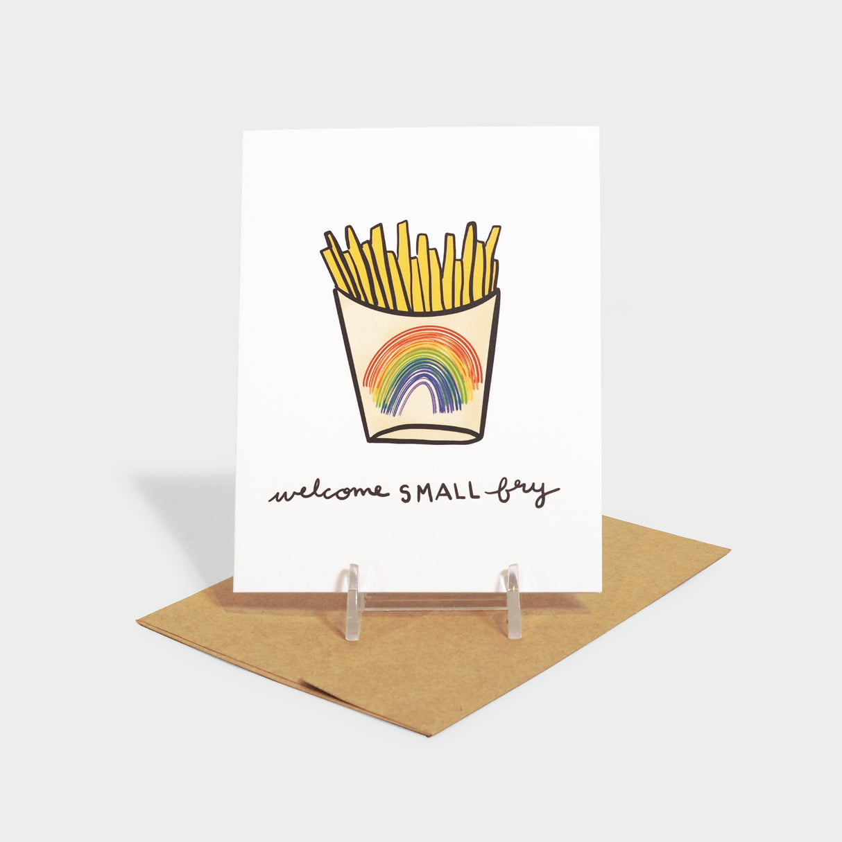 Greeting card with french fries motif.