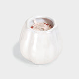 White Metallic Flaming Pumpkin 9 Ounce Candle