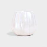 White Metallic Flaming Pumpkin 9 Ounce Candle