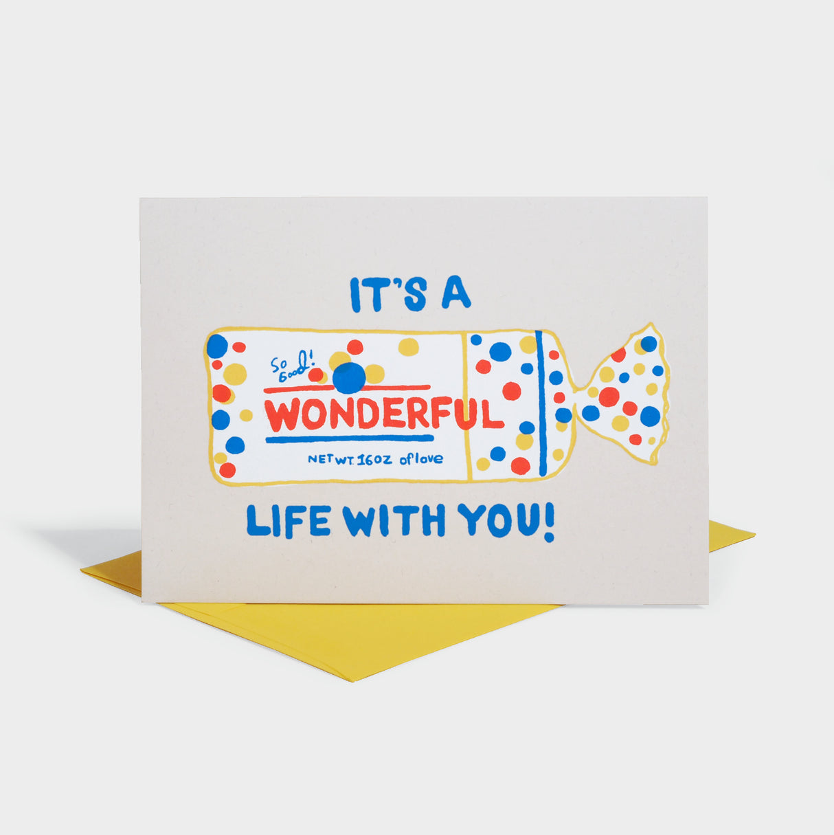 Greeting card with wonder bread illustration.