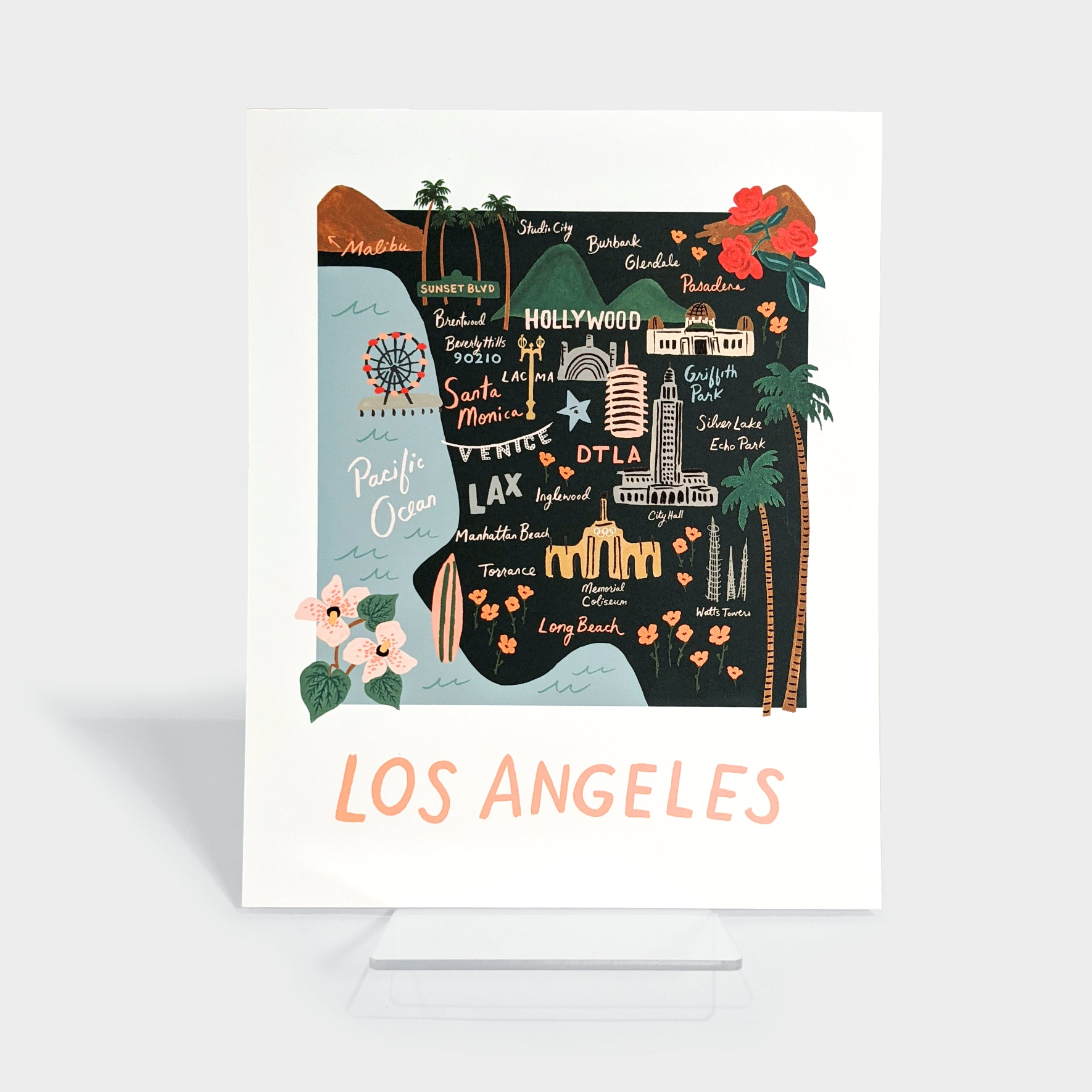 Los Angeles Map Art Print (8x10) – The Library Store